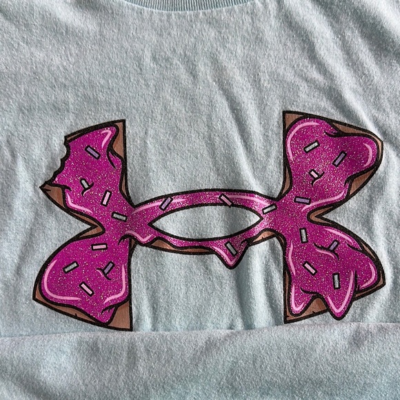 Under Armour Pink Logo Blue Short Sleeve Tee - Picture 3 of 6